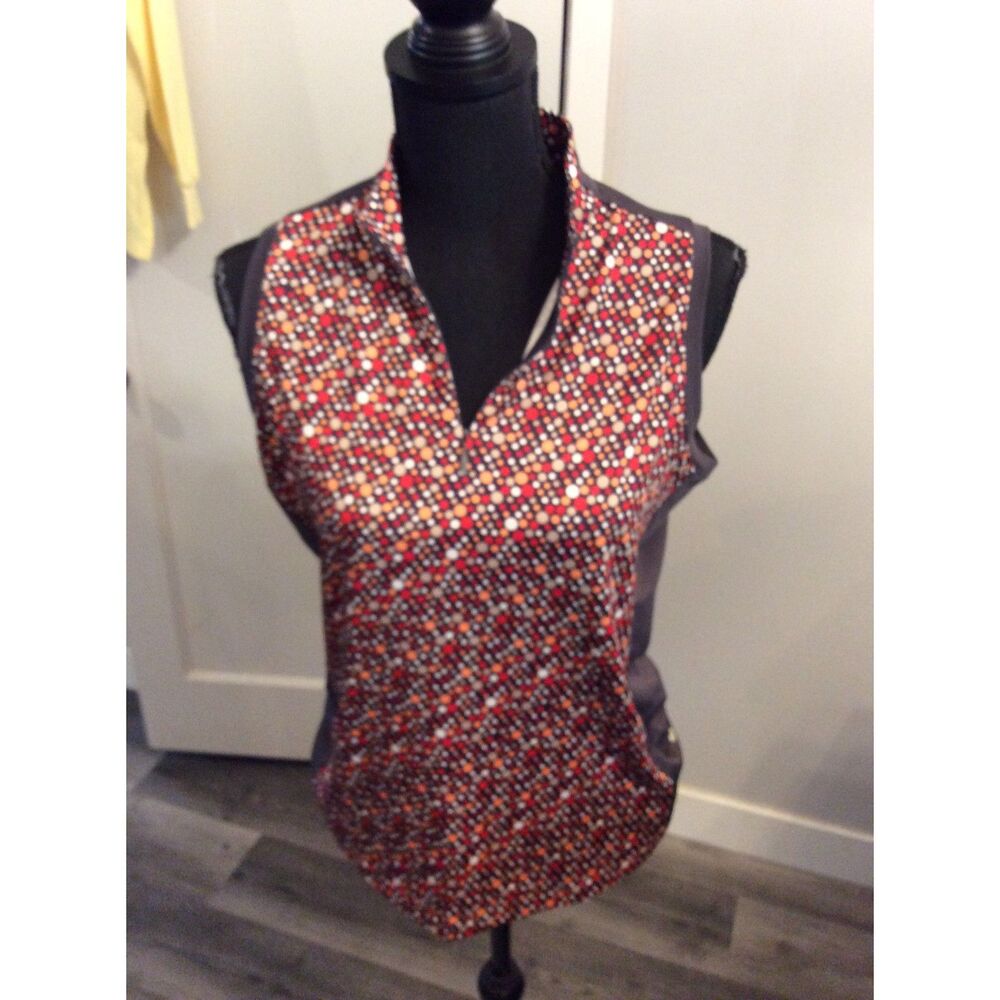 Adidas Golf Sleeveless Polka Dot Polo Brown Clima Cool Medium